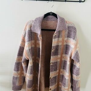 Plaid Button-Up Cardigan